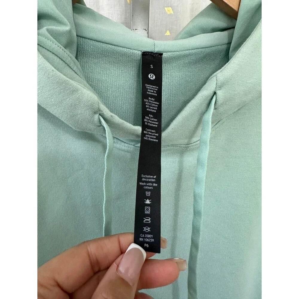 Lululemon Women's Mint Green City Sweat Pullover Side Pockets Hoodie Sweatshirt